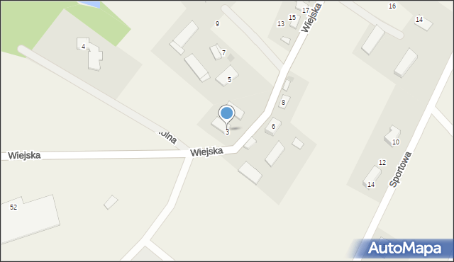 Naglady, Wiejska, 3, mapa Naglady