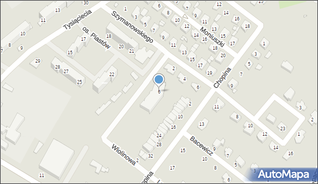 Niemodlin, Wiolinowa, 6, mapa Niemodlin