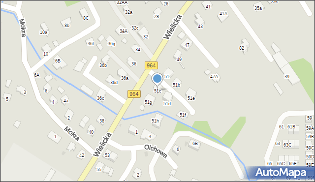 Niepołomice, Wielicka, 51c, mapa Niepołomice