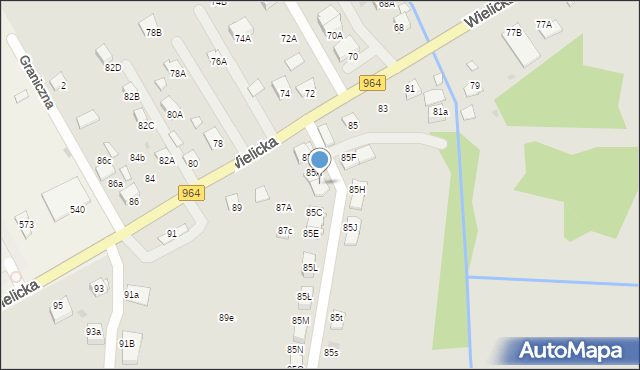 Niepołomice, Wielicka, 85B, mapa Niepołomice