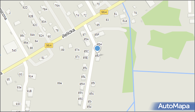 Niepołomice, Wielicka, 85J, mapa Niepołomice