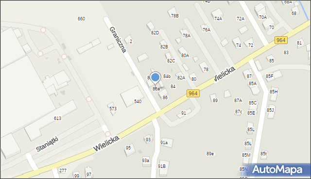 Niepołomice, Wielicka, 86a, mapa Niepołomice