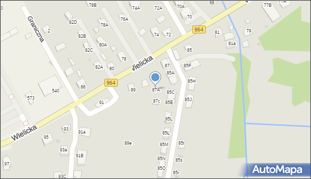 Niepołomice, Wielicka, 87A, mapa Niepołomice