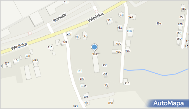 Niepołomice, Wielicka, 97A, mapa Niepołomice