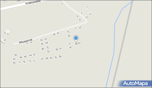 Niepołomice, Wiosenna, 23, mapa Niepołomice