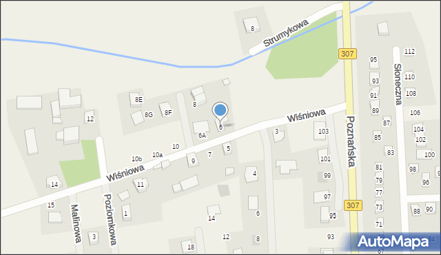Niepruszewo, Wiśniowa, 6, mapa Niepruszewo