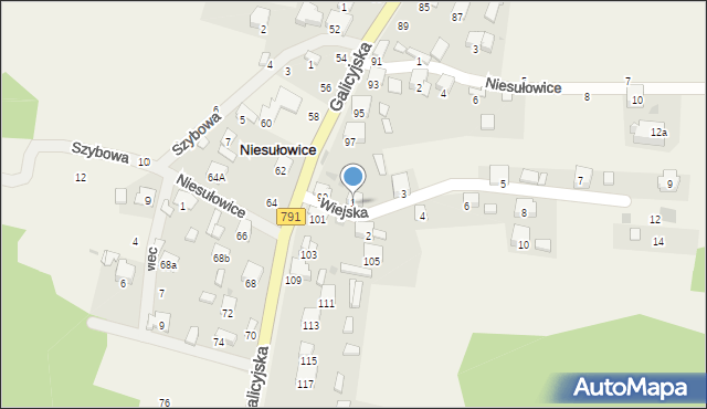 Niesułowice, Wiejska, 1, mapa Niesułowice