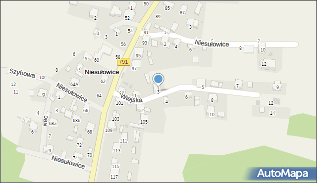 Niesułowice, Wiejska, 3, mapa Niesułowice