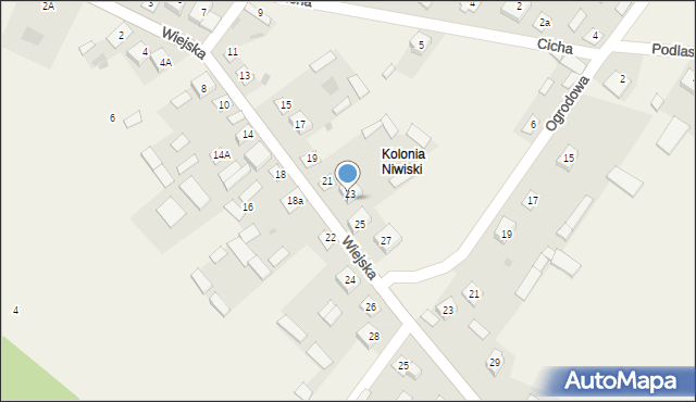 Niwiski, Wiejska, 23A, mapa Niwiski