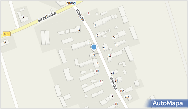 Niwki, Wiejska, 6, mapa Niwki