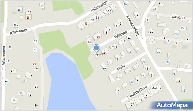 Nowa Dęba, Willowa, 13, mapa Nowa Dęba