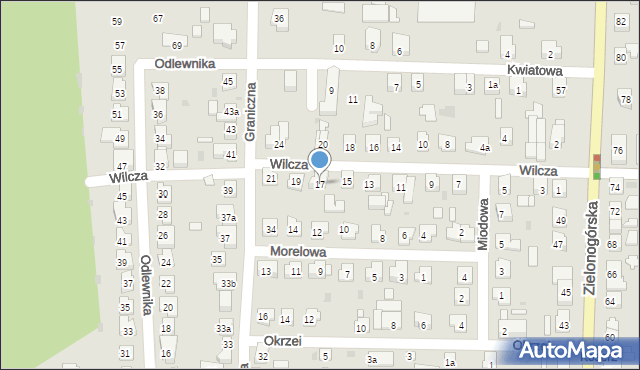 Nowa Sól, Wilcza, 17, mapa Nowa Sól