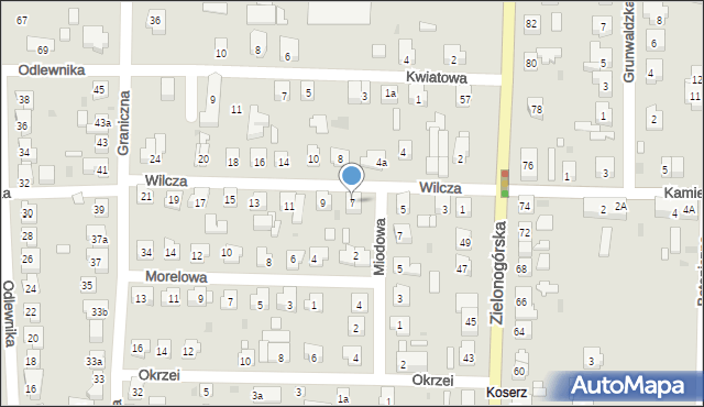 Nowa Sól, Wilcza, 7, mapa Nowa Sól