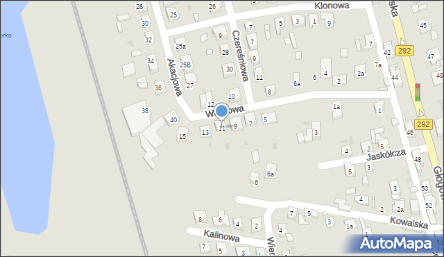 Nowa Sól, Wiśniowa, 11, mapa Nowa Sól