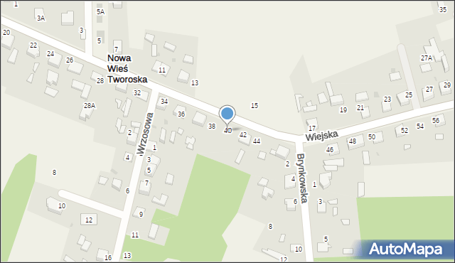 Nowa Wieś Tworoska, Wiejska, 40, mapa Nowa Wieś Tworoska