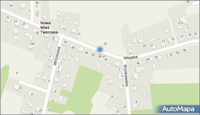Nowa Wieś Tworoska, Wiejska, 42, mapa Nowa Wieś Tworoska