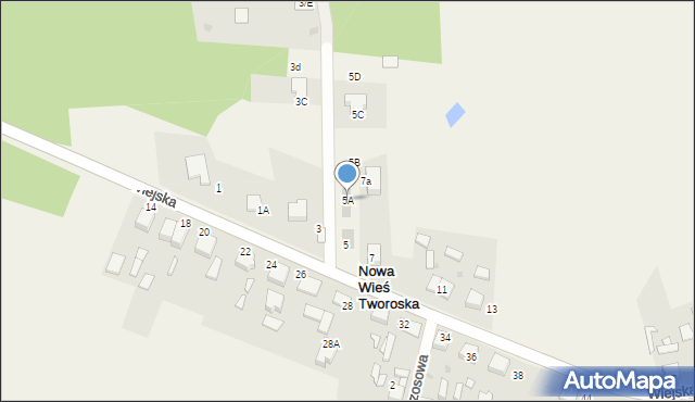 Nowa Wieś Tworoska, Wiejska, 5A, mapa Nowa Wieś Tworoska