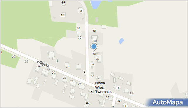 Nowa Wieś Tworoska, Wiejska, 5B, mapa Nowa Wieś Tworoska