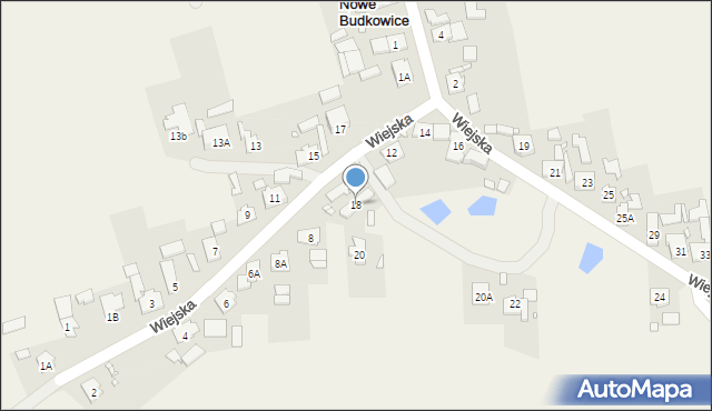 Nowe Budkowice, Wiejska, 18, mapa Nowe Budkowice