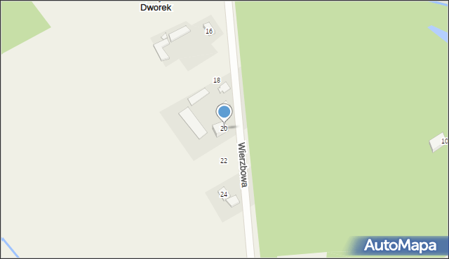 Nowy Dworek, Wierzbowa, 20, mapa Nowy Dworek