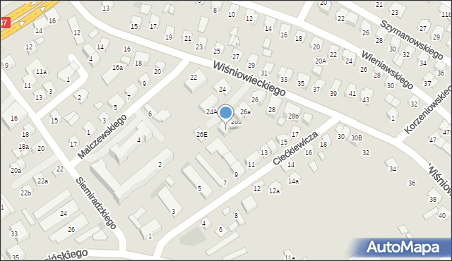 Nowy Sącz, Wiśniowieckiego Jeremiego, 26c, mapa Nowego Sącza