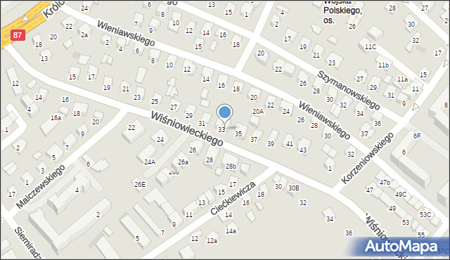 Nowy Sącz, Wiśniowieckiego Jeremiego, 33A, mapa Nowego Sącza