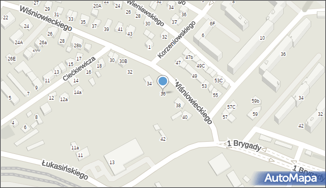 Nowy Sącz, Wiśniowieckiego Jeremiego, 36, mapa Nowego Sącza