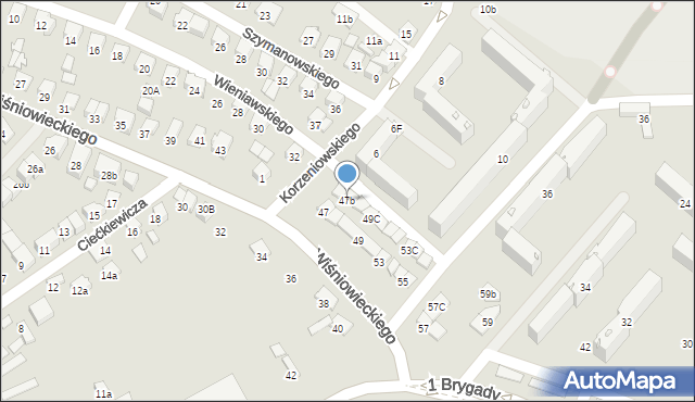 Nowy Sącz, Wiśniowieckiego Jeremiego, 47b, mapa Nowego Sącza