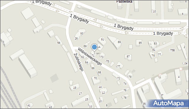 Nowy Sącz, Wiśniowieckiego Jeremiego, 71B, mapa Nowego Sącza