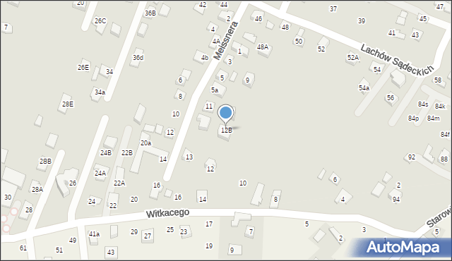 Nowy Sącz, Witkacego Stanisława, 12B, mapa Nowego Sącza