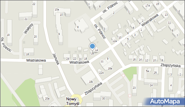 Nowy Tomyśl, Wiatrakowa, 16, mapa Nowy Tomyśl