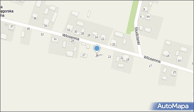 Oblęgór, Wiosenna, 25, mapa Oblęgór