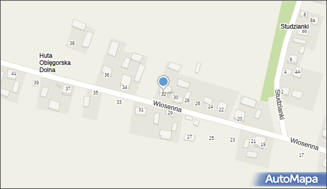 Oblęgór, Wiosenna, 32, mapa Oblęgór