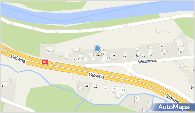 Ochaby Małe, Wiklinowa, 17, mapa Ochaby Małe