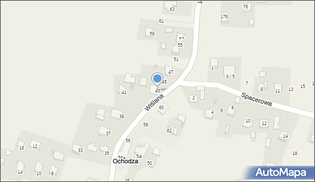 Ochodza, Wiślana, 43, mapa Ochodza