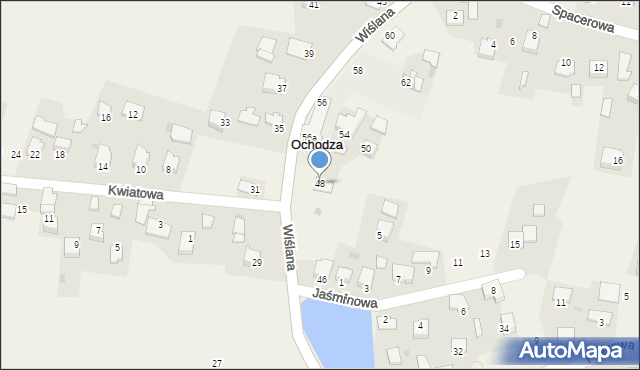 Ochodza, Wiślana, 48, mapa Ochodza