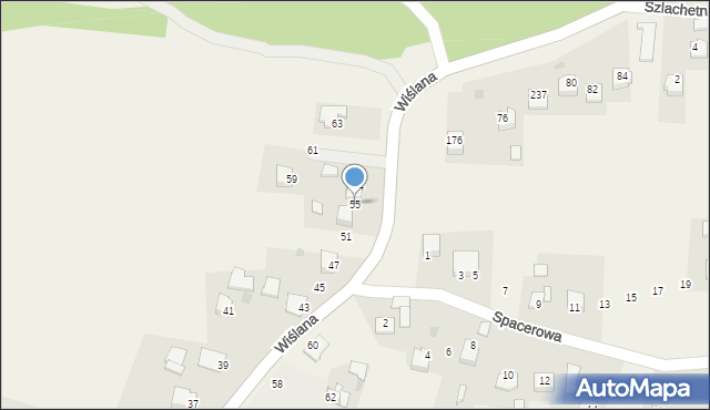 Ochodza, Wiślana, 55, mapa Ochodza