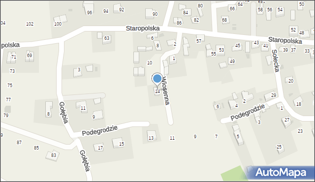 Ochojno, Wiosenna, 14, mapa Ochojno