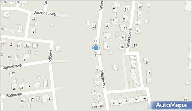 Odolanów, Wiosenna, 11, mapa Odolanów