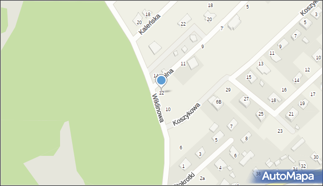 Okuniew, Wiklinowa, 12, mapa Okuniew