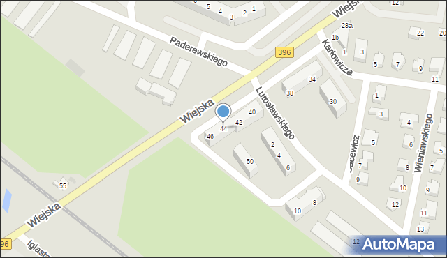 Oława, Wiejska, 44, mapa Oława