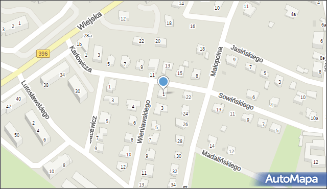 Oława, Wieniawskiego Henryka, 1, mapa Oława