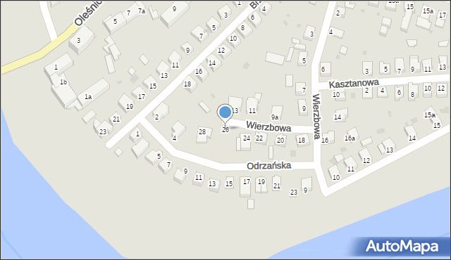 Oława, Wierzbowa, 26, mapa Oława