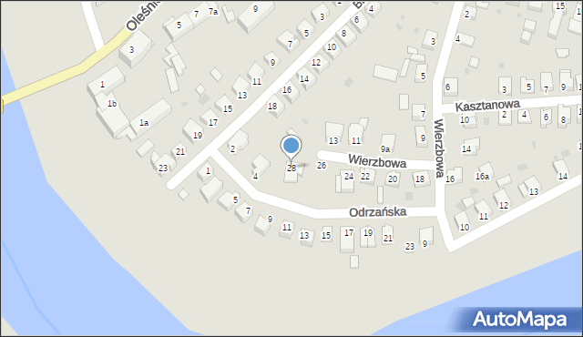 Oława, Wierzbowa, 28, mapa Oława