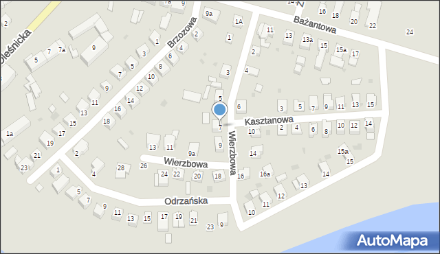 Oława, Wierzbowa, 7, mapa Oława