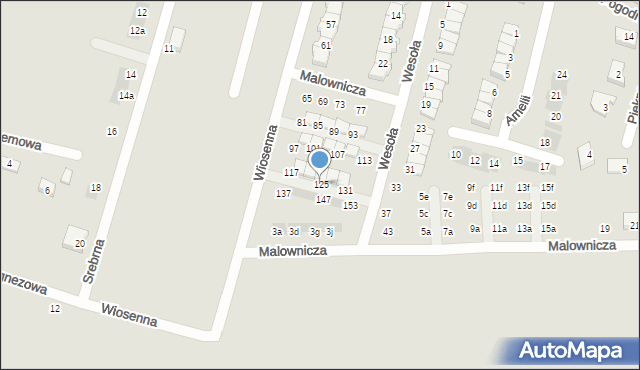 Oława, Wiosenna, 125, mapa Oława