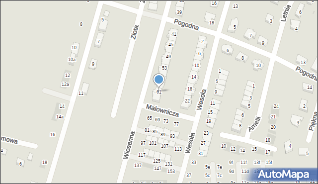 Oława, Wiosenna, 61, mapa Oława