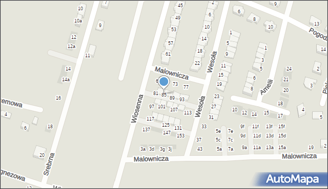 Oława, Wiosenna, 85, mapa Oława