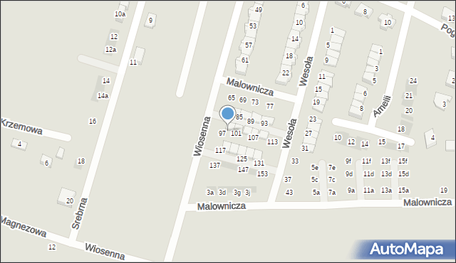 Oława, Wiosenna, 99, mapa Oława