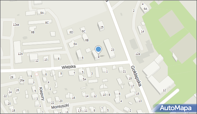 Olecko, Wiejska, 4, mapa Olecko